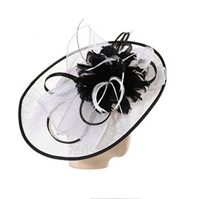 Ribbons and Feather Flower Fascinator in Ivory/Fuchsia - Image 4