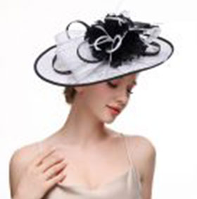 Ribbons and Feather Flower Fascinator in Ivory/Fuchsia - Image 11