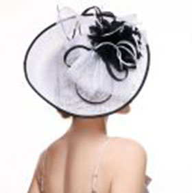 Ribbons and Feather Flower Fascinator in Ivory/Fuchsia - Image 10