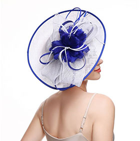 Ribbons and Feather Flower Fascinator in Ivory/Fuchsia - Image 7