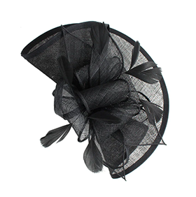 Asymmetric Sinamay Disc Fascinator with Feathers - Image 2