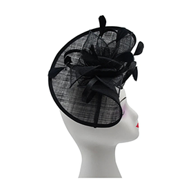 Asymmetric Sinamay Disc Fascinator with Feathers - Image 3