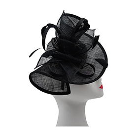 Asymmetric Sinamay Disc Fascinator with Feathers - Image 5