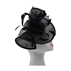 Asymmetric Sinamay Disc Fascinator with Feathers - Image 6