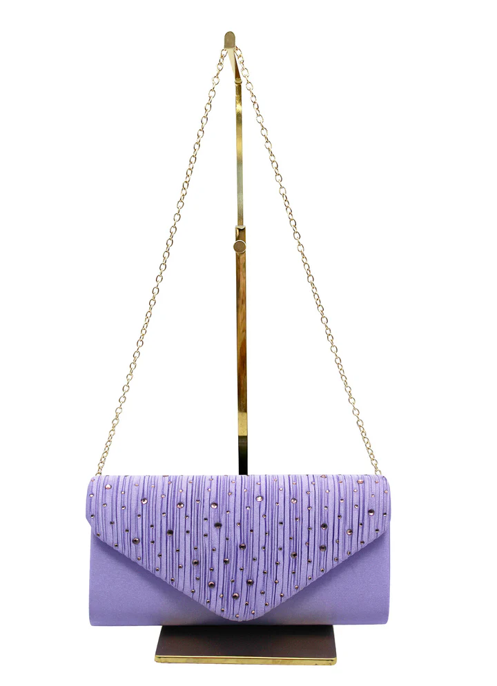 Envelope Style Clutch Bags With Rhinestone Overlay and Detachable Chain - Image 3